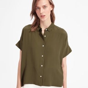 Washable silk green blouse